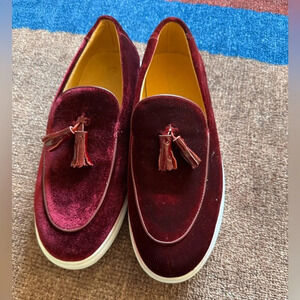 Burgundy‎ Velvet Sneaker with Leather Tassel - Carrucci 7.5